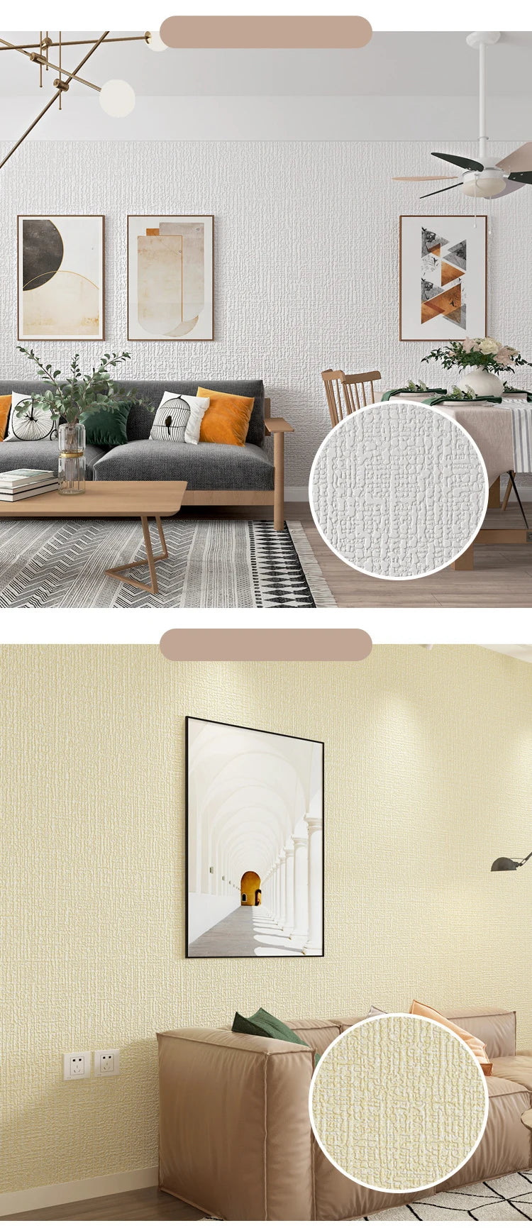 Linen 3D Foam Self-adhesive PVC Solid Color Thickened Waterproof Background Wall Renovation Wallpaper Wall Stickers Home Decor