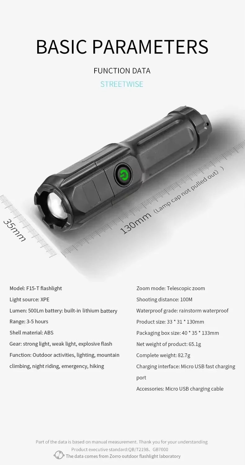 Strong LED Flashlights Telescopic Zoom Tactical Torch USB Portable Spotlight Long-Range Camping Flashlight