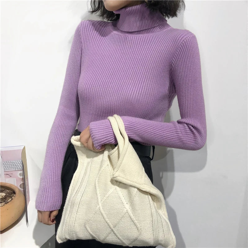 Turtleneck Sweater Women's 2024 Autumn Winter Tops Korean Slim Women Pullover Jumper Knitted Sweater Pull Femme Hiver Truien