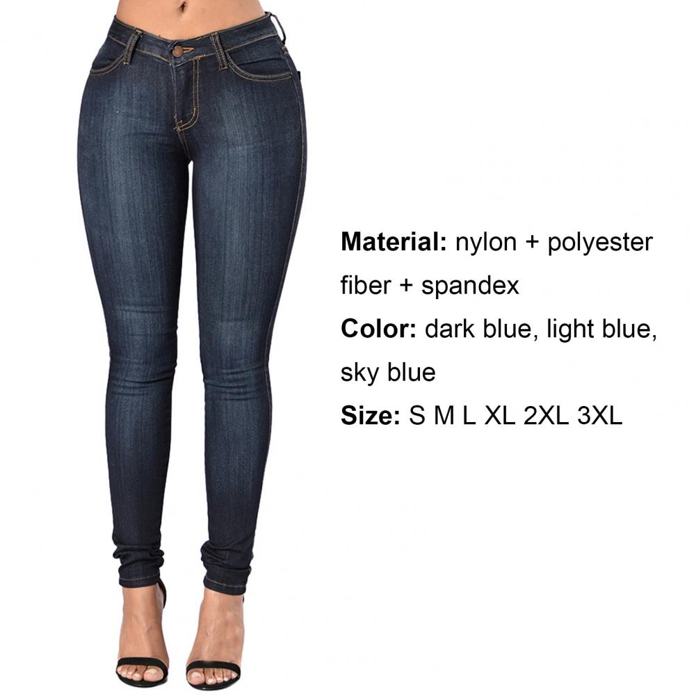 Vintage Women High Waist Denim Pencil Pants Bootcut Winter Pull-on Skinny Jeans Blue