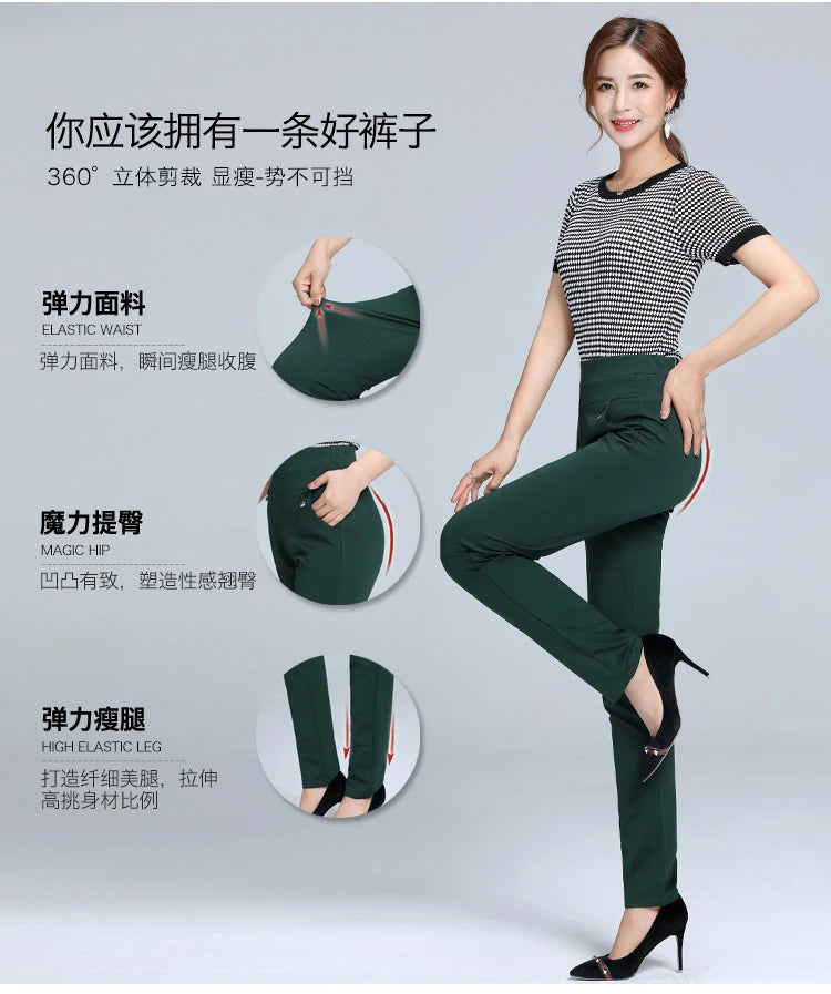 Women Pants Straight Pants Slim Casual Female Stretch Trousers black fashion Jeans office Trousers  joggers