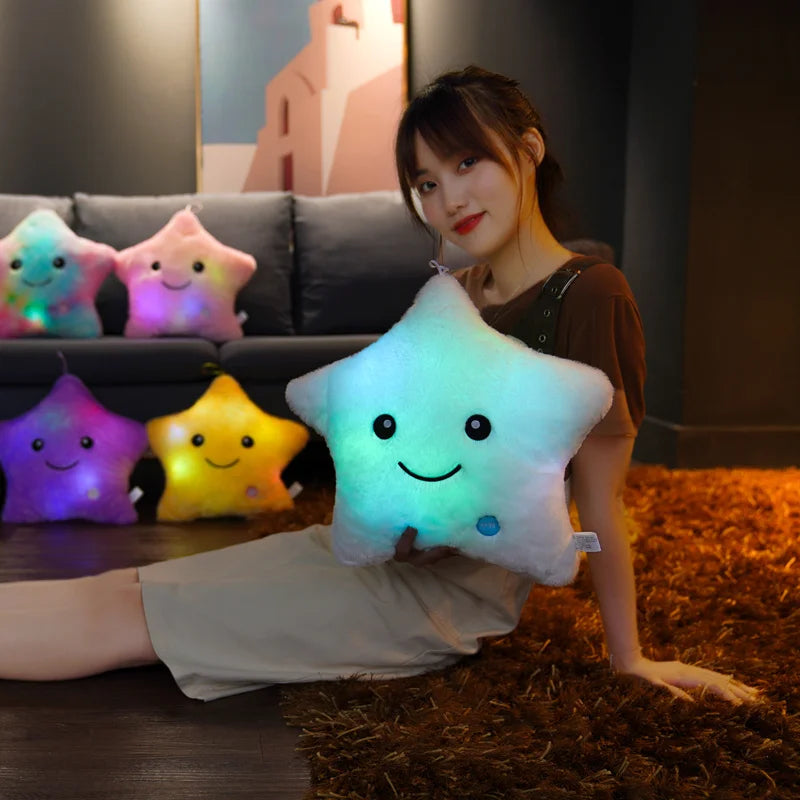 1pc 40CM Luminous Star Pillow Led Light Pillow Plush Pillow Hot Sale Toys Colorful Stars Kids Toys Birthday Gifts For Kids