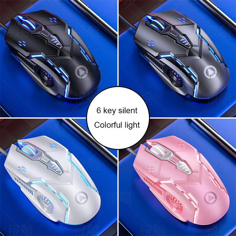 G5 Mute Wired Gaming Mouse RGB Backlight Mechanical Silent Mouse 6 Key 3200 DPI RGB E- Sport Mouse For Computer Laptop Gamer