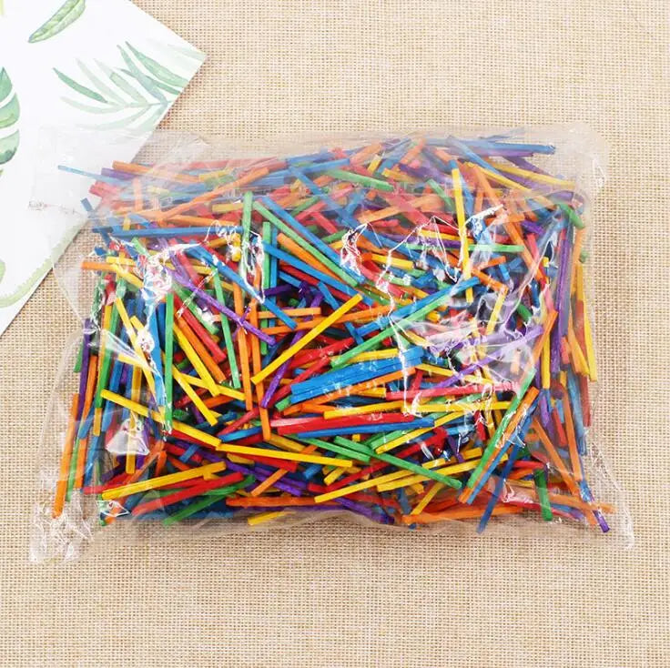 1000Pcs Color Matchstick Wooden Sticks Kindergarten Children Hand Material Creative Wood DIY Crafts Decoupage Wood Ornaments GYH