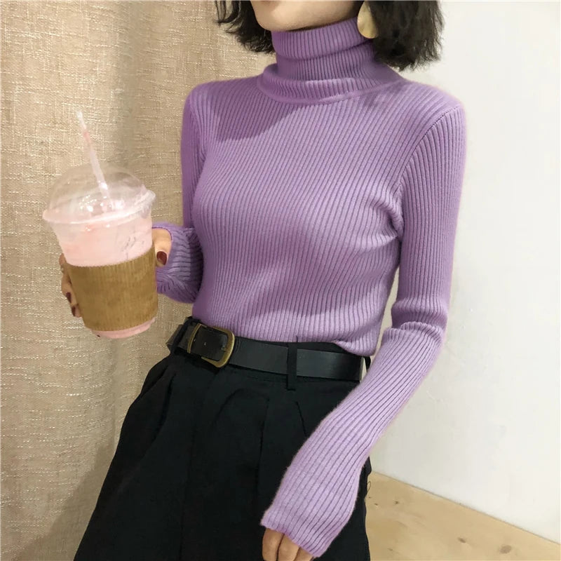 Turtleneck Sweater Women's 2024 Autumn Winter Tops Korean Slim Women Pullover Jumper Knitted Sweater Pull Femme Hiver Truien