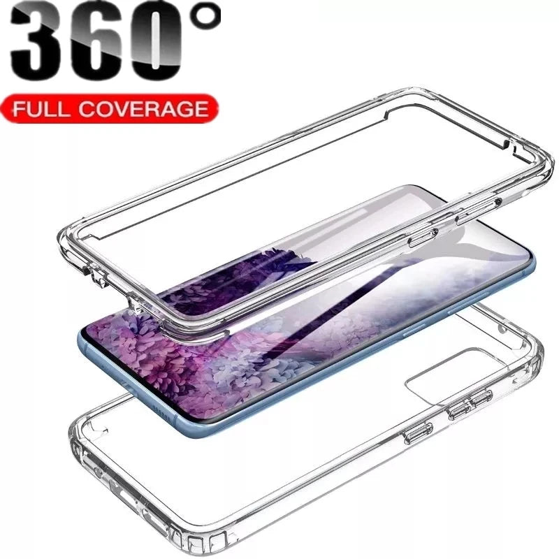 360 Full Cover For Samsung Galaxy S21FE S20FE S22 S21 S20 S10 Plus S23 S24 Ultra S23FE S105G A15 Double Crystal Silicone Cases