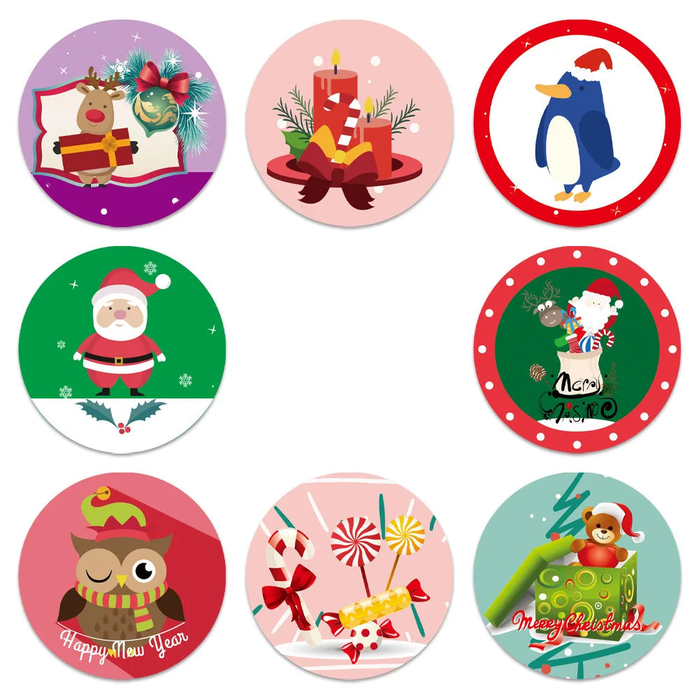 50-500Pcs Christmas Theme Seal Labels Stickers Merry Christmas Stickers For DIY Gift Baking Package Envelope Stationery Decor