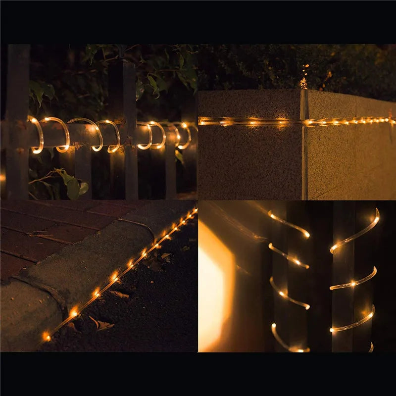 Garland LED Tube Rope Fairy Lights Waterproof Garland Battery Operated 150 LEDs For Indoor Outdoor Christmas Decoration