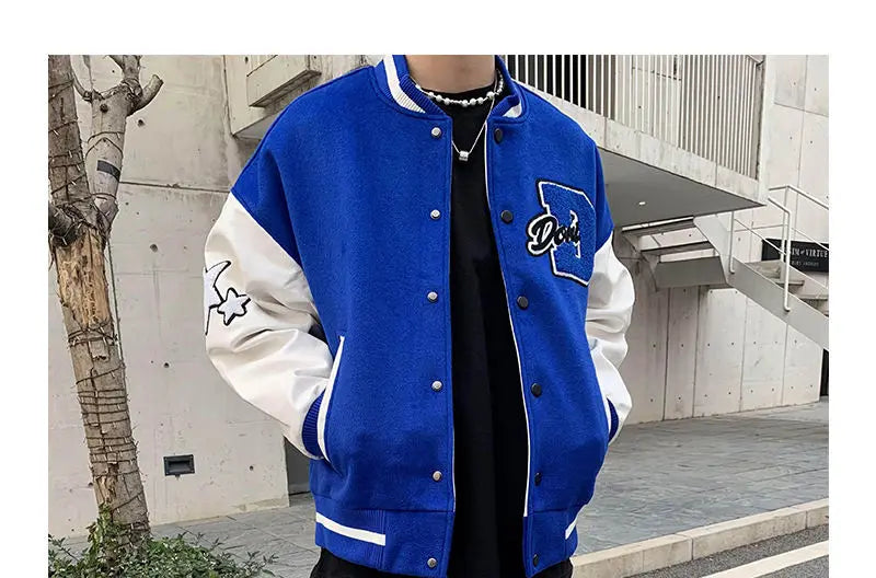 Embroidered jacket for men's Y2K street hip-hop retro baseball uniform