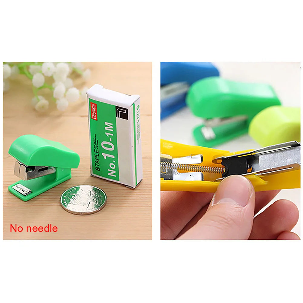 Random Color Stapler Solid Office Stationery Cute Mini Without Stapler Student Use Small Portable Plastic For No. 10 Staples