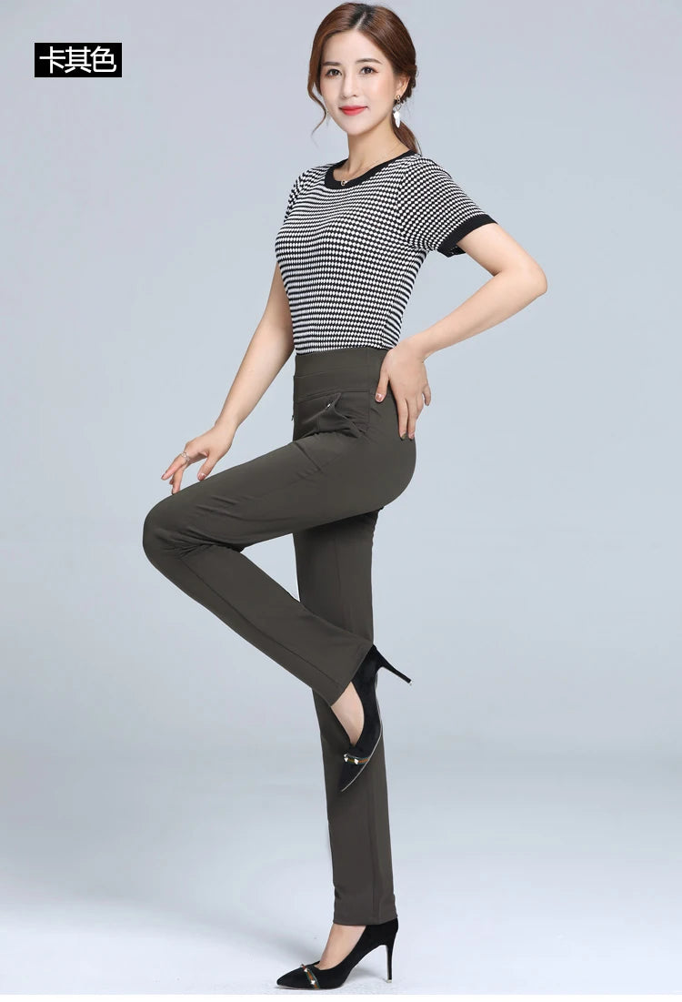 Women Pants Straight Pants Slim Casual Female Stretch Trousers black fashion Jeans office Trousers  joggers