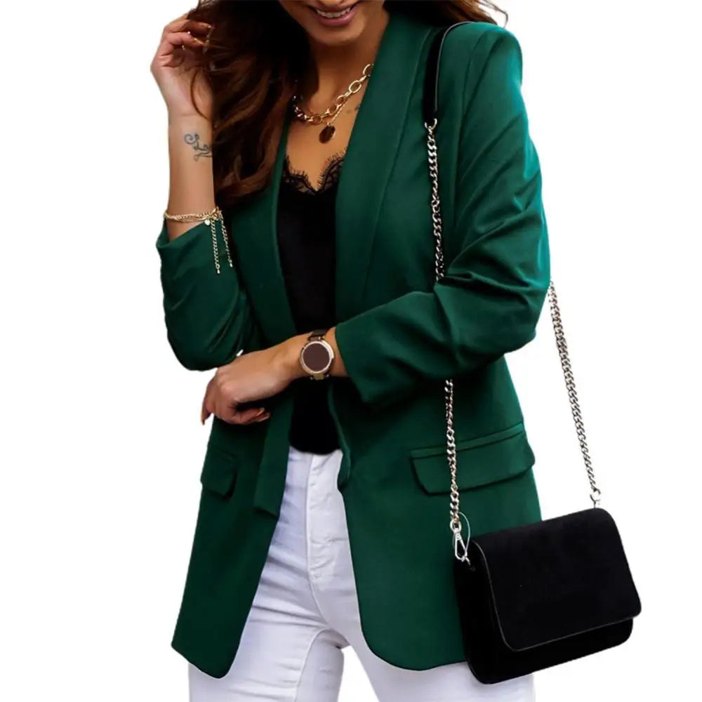 New Chic Women Blazers Autumn Lapel Elegant Solid Color  Coat Long Sleeve Jacket Business Blazer Coat