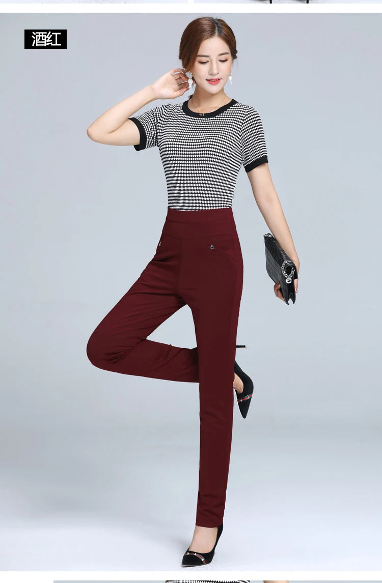 Women Pants Straight Pants Slim Casual Female Stretch Trousers black fashion Jeans office Trousers  joggers