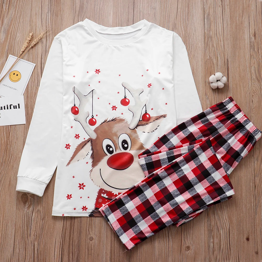 Christmas Family Pajamas Set Adult Kid Sleepwear 2PCS Family Pyjamas Sets Deer Tops +Pants Xmas Family Matching Clothes