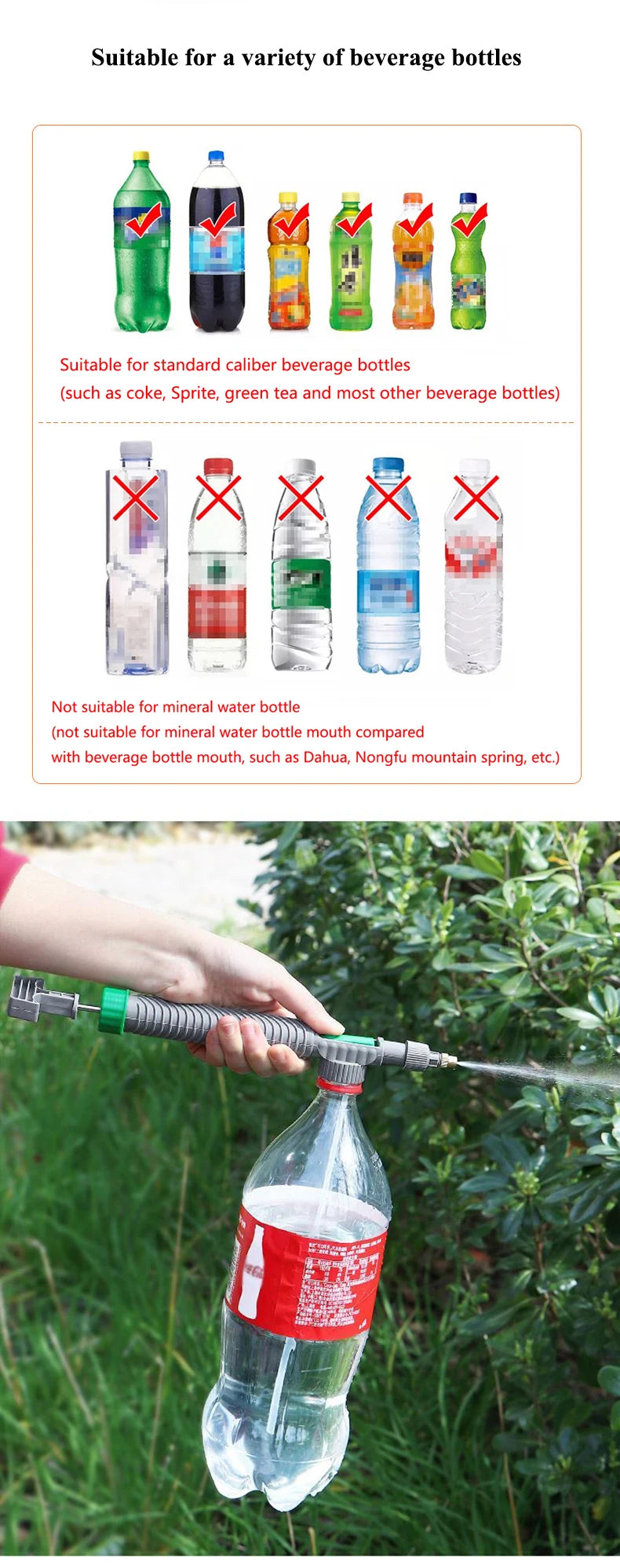 High Pressure Air Pump Manual Sprayer Adjustable Drink Bottle Spray Head Nozzle Garden Watering Tool Sprayer Agriculture Tools