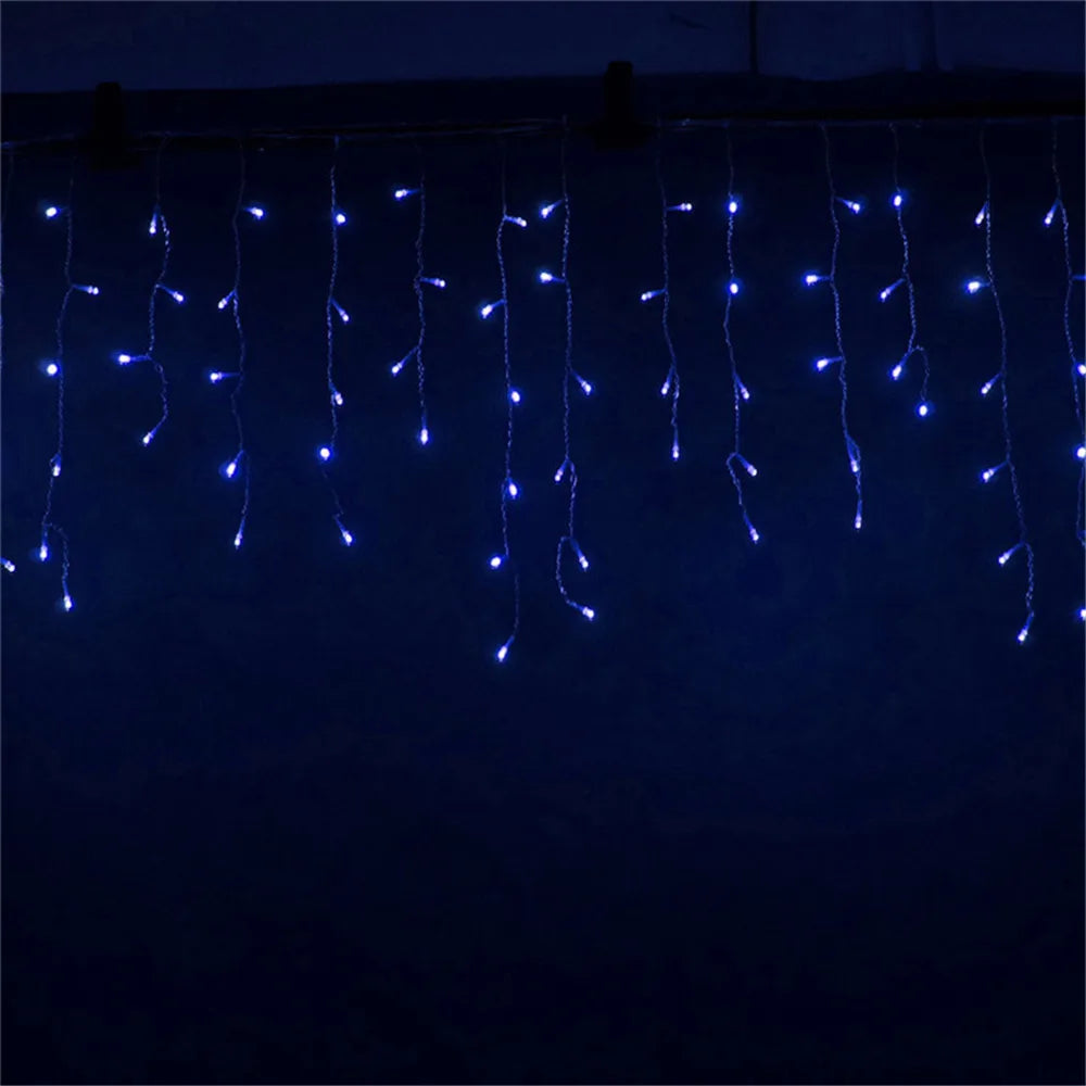 Christmas String Lights 5M LED Curtain Icicle Garland String Lights Droop 0.4-0.6m Decoration for Eaves Garden Street Outdoor