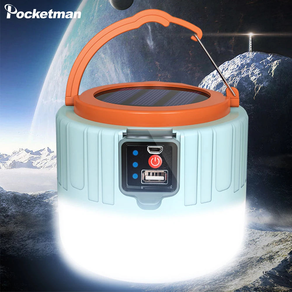 500W Solar Charging Lamp USB Rechargeable Camping Lantern Waterproof Bulb Lamp Portable Night Light Emergency Light Solar Lamp