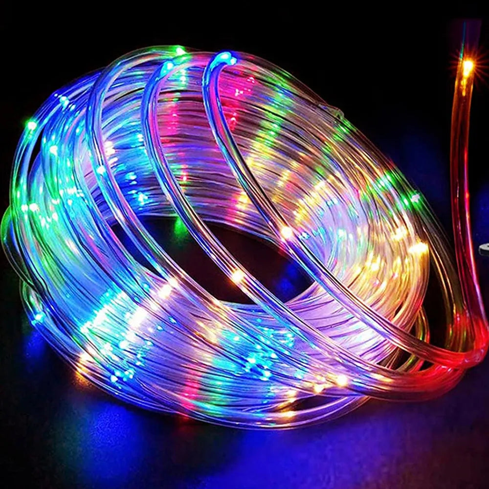 Garland LED Tube Rope Fairy Lights Waterproof Garland Battery Operated 150 LEDs For Indoor Outdoor Christmas Decoration