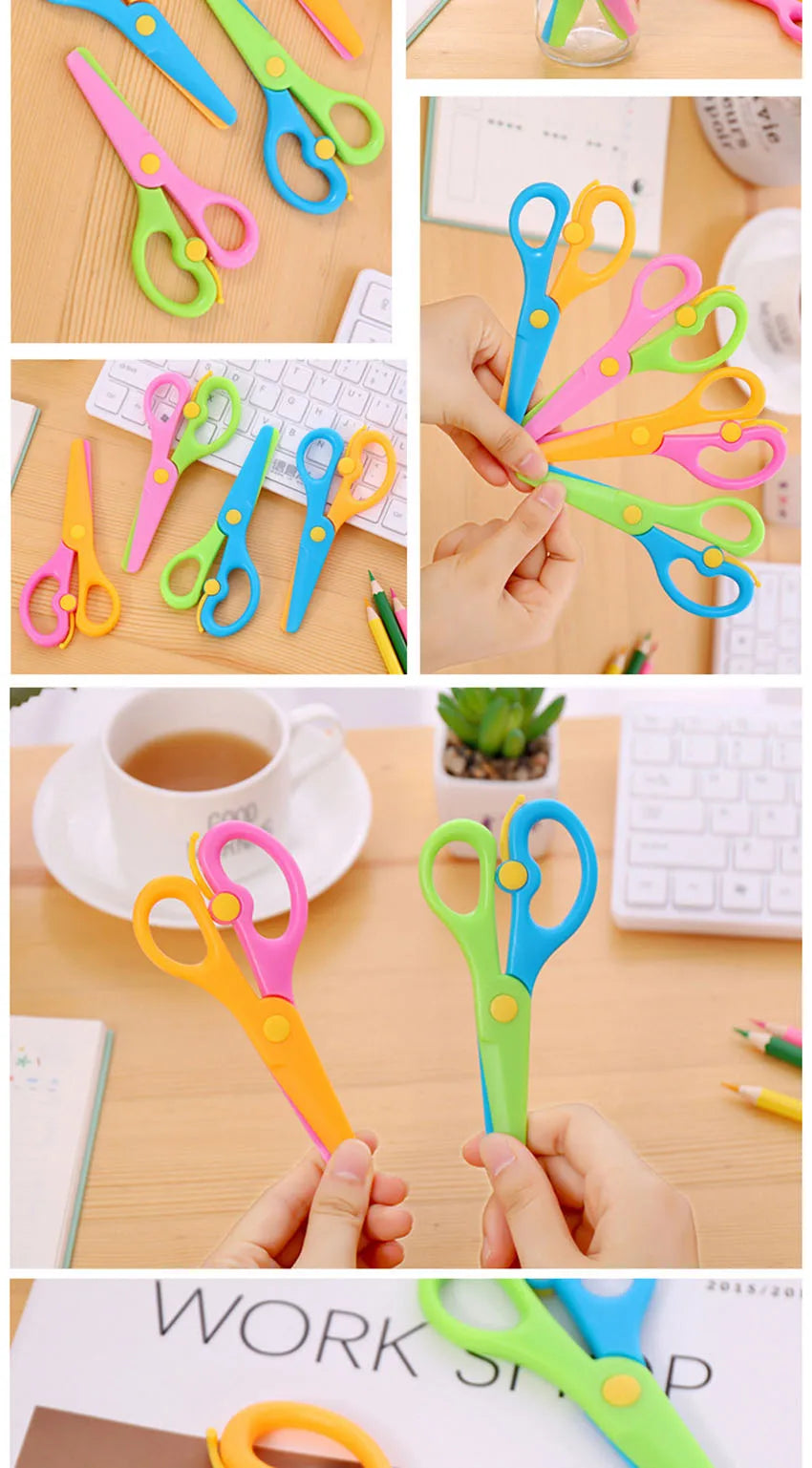 Plastic Safety Scissors Kindergarten DIY Paper Cutting Mini Art Scissors