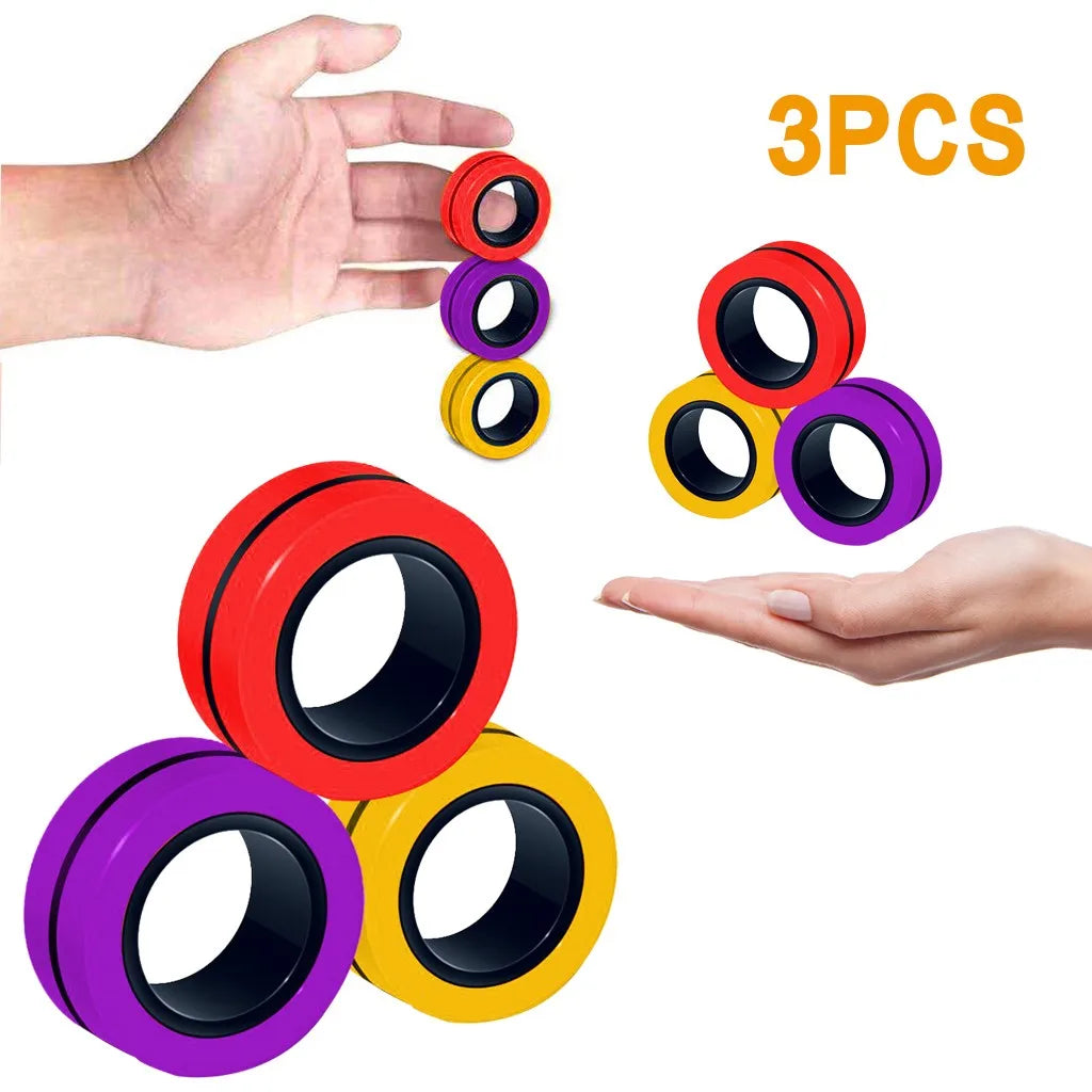 3Pcs Fidget Toys Anti-stress Funny Fidget Spinner Magnetic Bracelet Ring