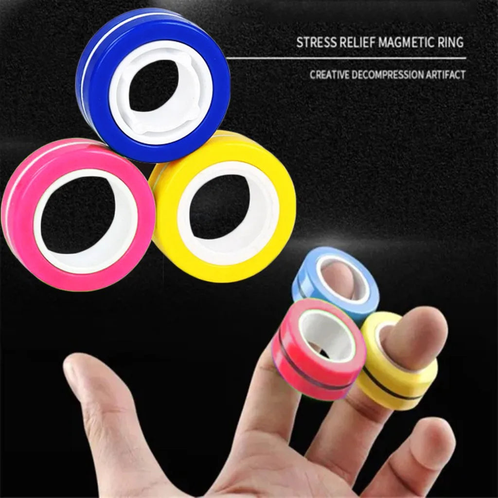 3Pcs Fidget Toys Anti-stress Funny Fidget Spinner Magnetic Bracelet Ring