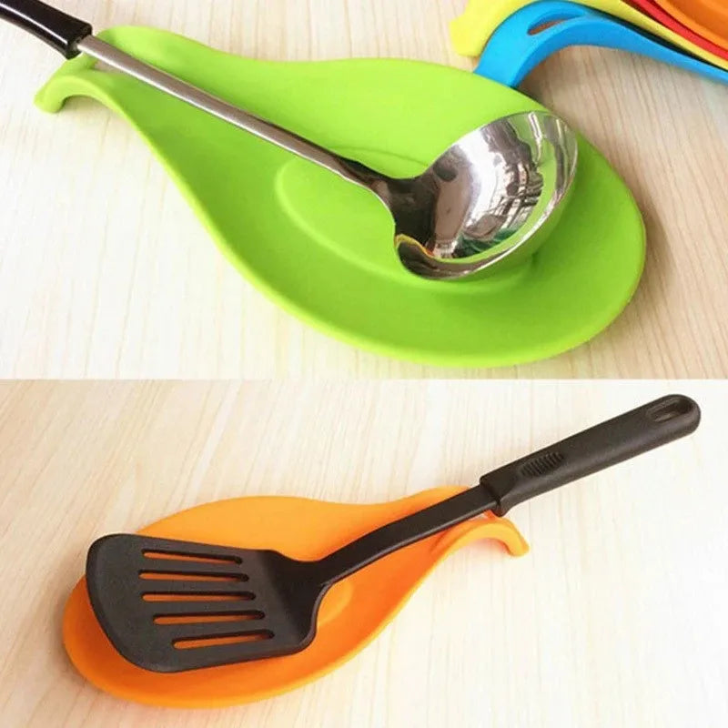 Kitchen Cooking Tools Silicone Spoon Fork Mat Shelf Spoon Rests Pot Clips Holder Organizer Pad Storage Heat Resistant Home Tools