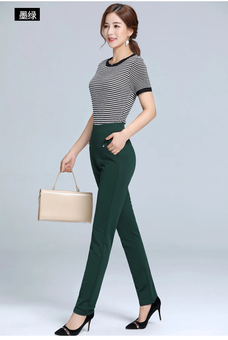 Women Pants Straight Pants Slim Casual Female Stretch Trousers black fashion Jeans office Trousers  joggers