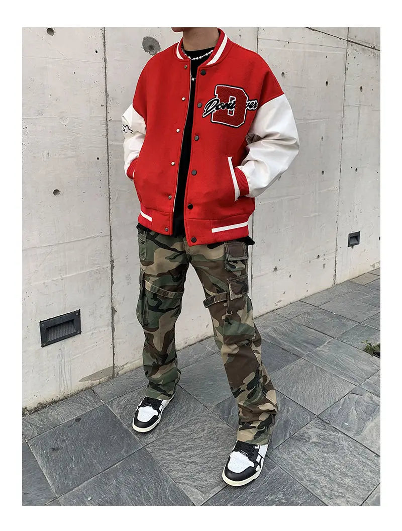 Embroidered jacket for men's Y2K street hip-hop retro baseball uniform