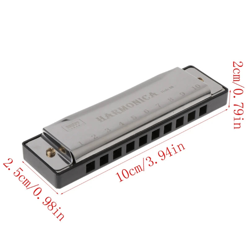 10 Holes Key Of C Blues Harmonica Musical Instrument Educational Toy With Case Compact And Light-weight Joyful Time Of Music