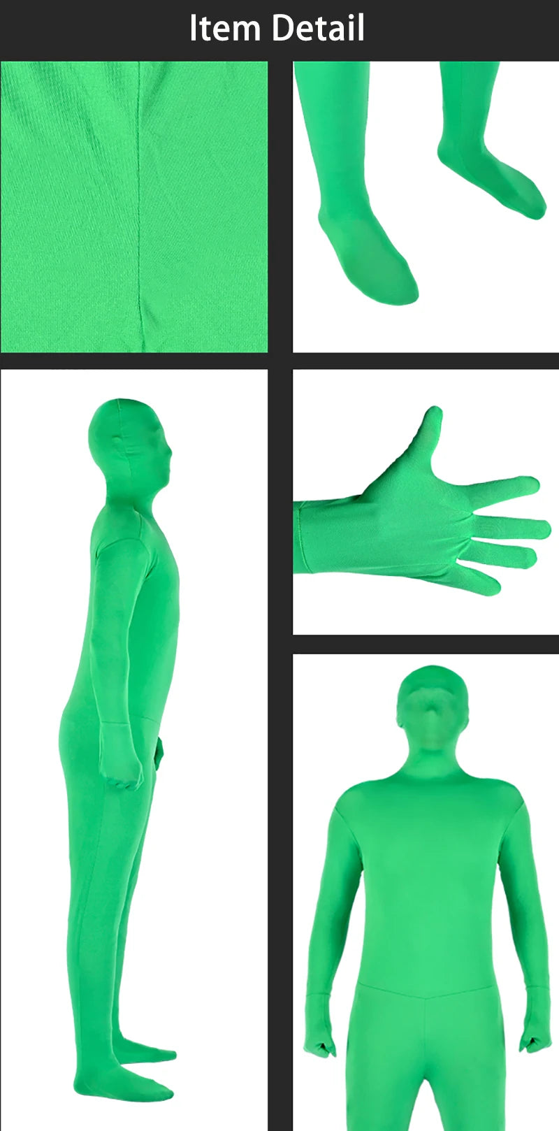 Green Screen Suit Disappearing Skin Bodysuit Photography Backdrop Chroma Key Invisible Effect Comfort Suit Photo Video Background