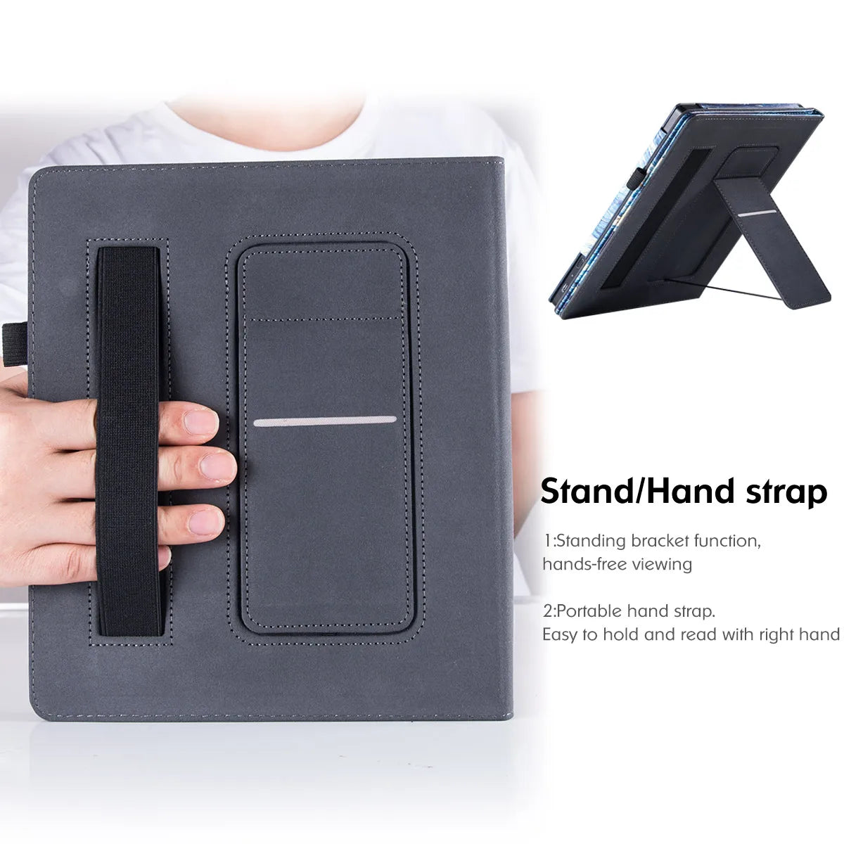 Stand Case for Kobo Elipsa/All-New Kobo Elipsa 2E - Premium PU Leather Sleeve Cover with Hand Strap and Auto Sleep/Wake