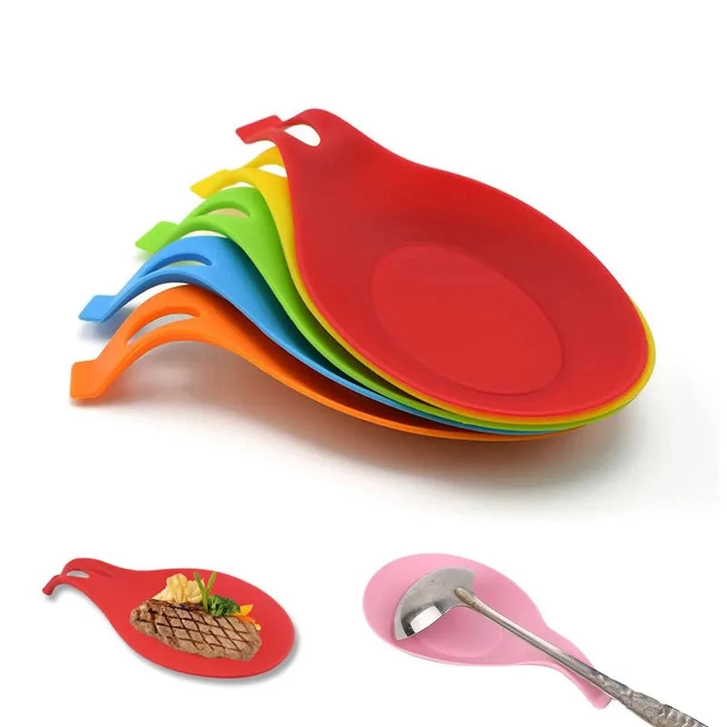 Kitchen Cooking Tools Silicone Spoon Fork Mat Shelf Spoon Rests Pot Clips Holder Organizer Pad Storage Heat Resistant Home Tools