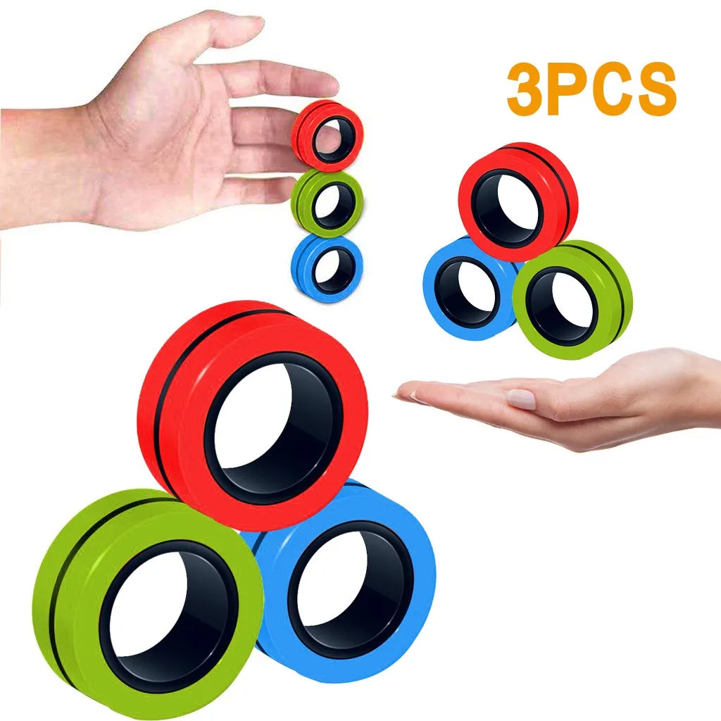 3Pcs Fidget Toys Anti-stress Funny Fidget Spinner Magnetic Bracelet Ring