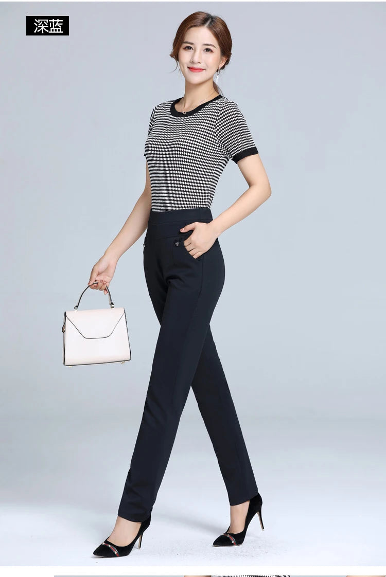 Women Pants Straight Pants Slim Casual Female Stretch Trousers black fashion Jeans office Trousers  joggers