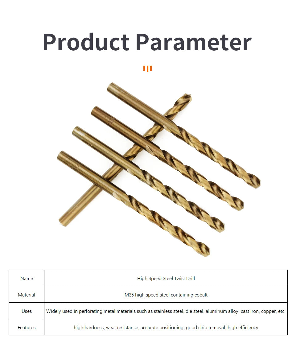 Cobalt Steel Twist Drill Bit M35 Stainless Steel Tool Set Titanium Metal Drills For Metal Stainless Steel Drilling