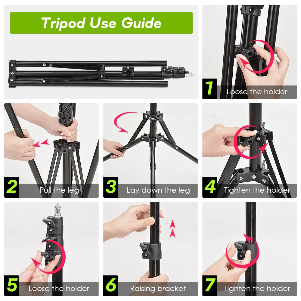 Tripod With LED Ring Light For Phone Tripod Camera Stand Selfie Photography Light LED Lamp Color Photo Studio For YouTube Live