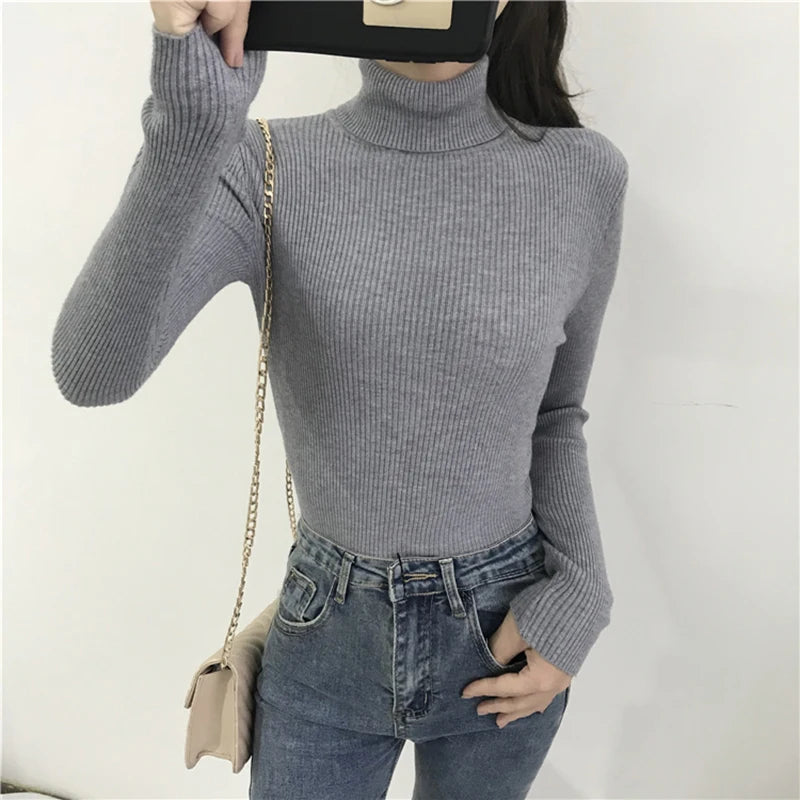 Turtleneck Sweater Women's 2024 Autumn Winter Tops Korean Slim Women Pullover Jumper Knitted Sweater Pull Femme Hiver Truien