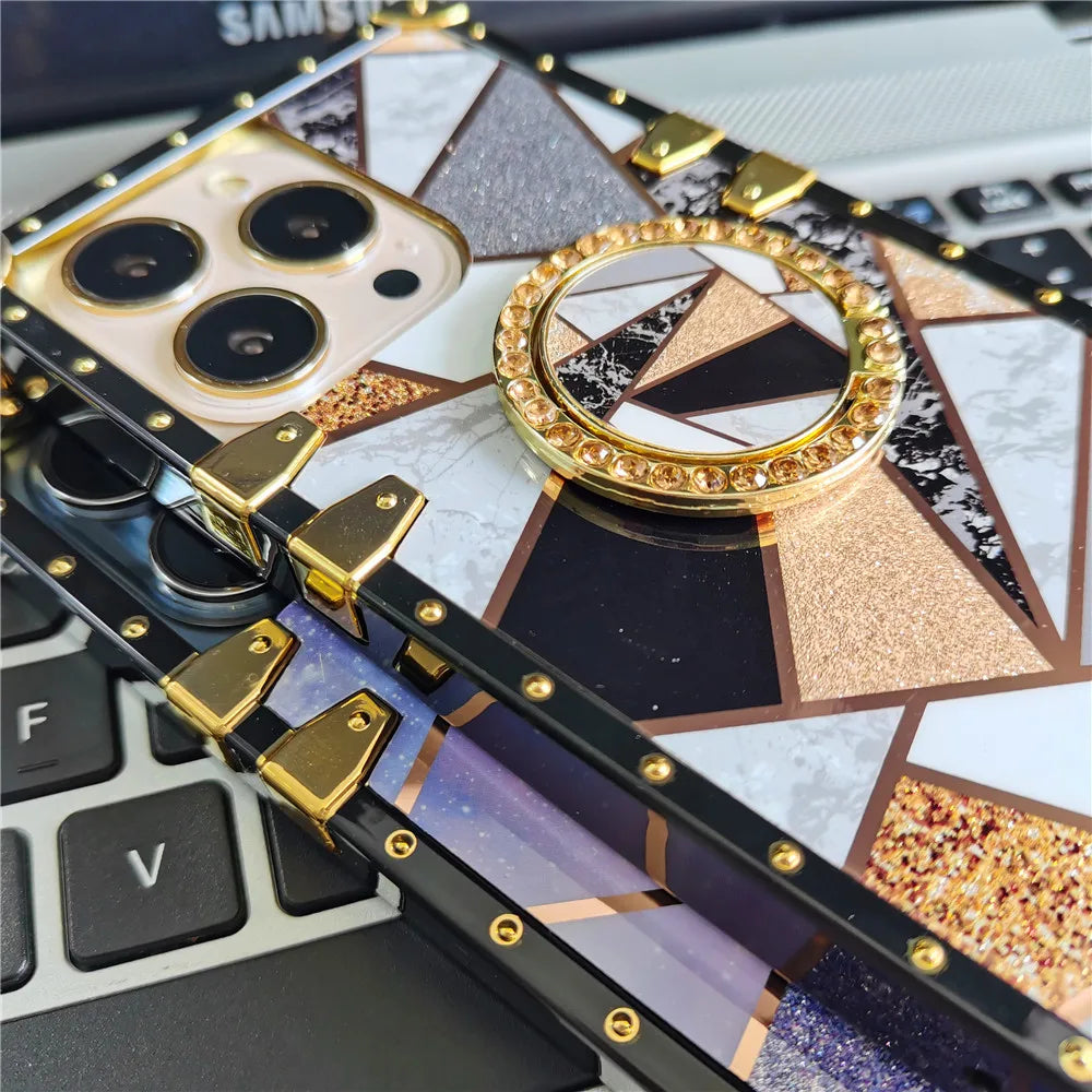 Luxury Shinning Gold Splicing Woman Cover Phone Case for Samsung Galaxy A15 A25 A35 A55 A54 A14 A52 A72 A34 A32 A13 A53 A33 A23