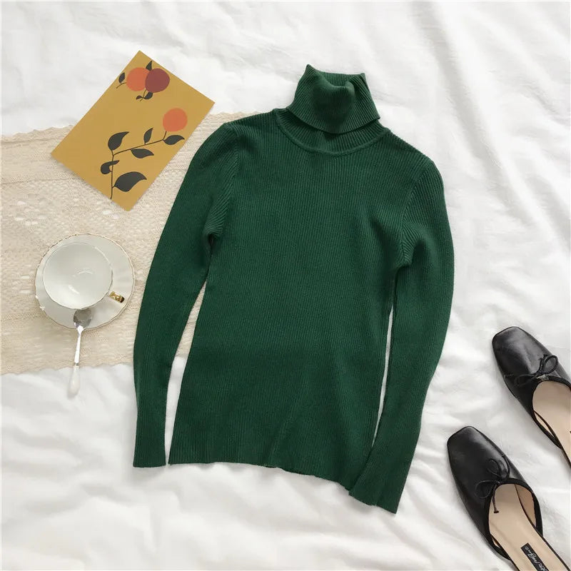 Turtleneck Sweater Women's 2024 Autumn Winter Tops Korean Slim Women Pullover Jumper Knitted Sweater Pull Femme Hiver Truien