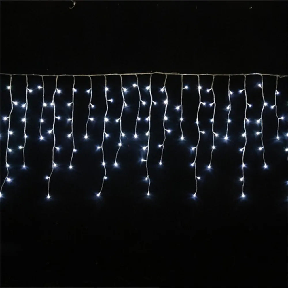 Christmas String Lights 5M LED Curtain Icicle Garland String Lights Droop 0.4-0.6m Decoration for Eaves Garden Street Outdoor