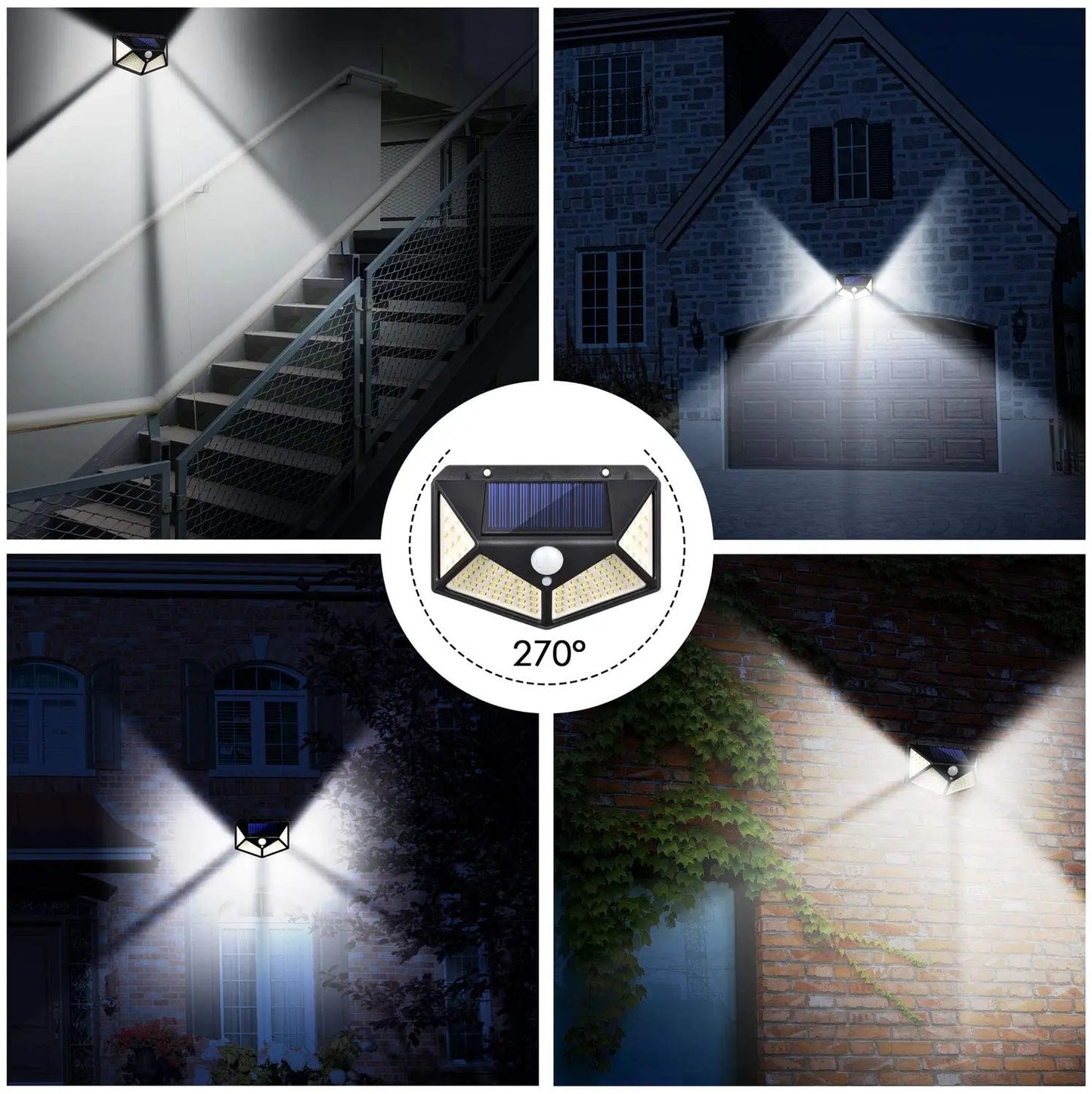 1/2/4/8/10PCS 100 LED Solar Power Wall Light Motion Sensor Waterproof Outdoor Garden Lamp