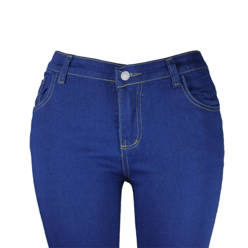 High Waist Women's Jeans Pants Stretch Skinny Denim Pants Blue Retro Elastic Slim Pencil Trousers