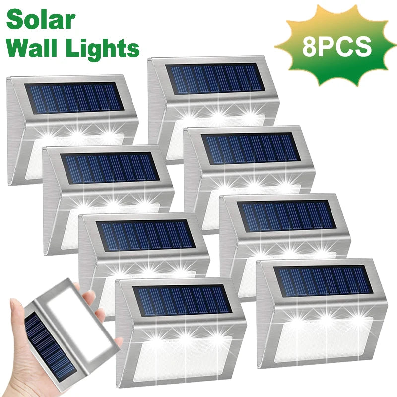 Solar Powered LED Lights Outdoor Street Waterproof Wall Lights For Yard Garden Patio FenceS