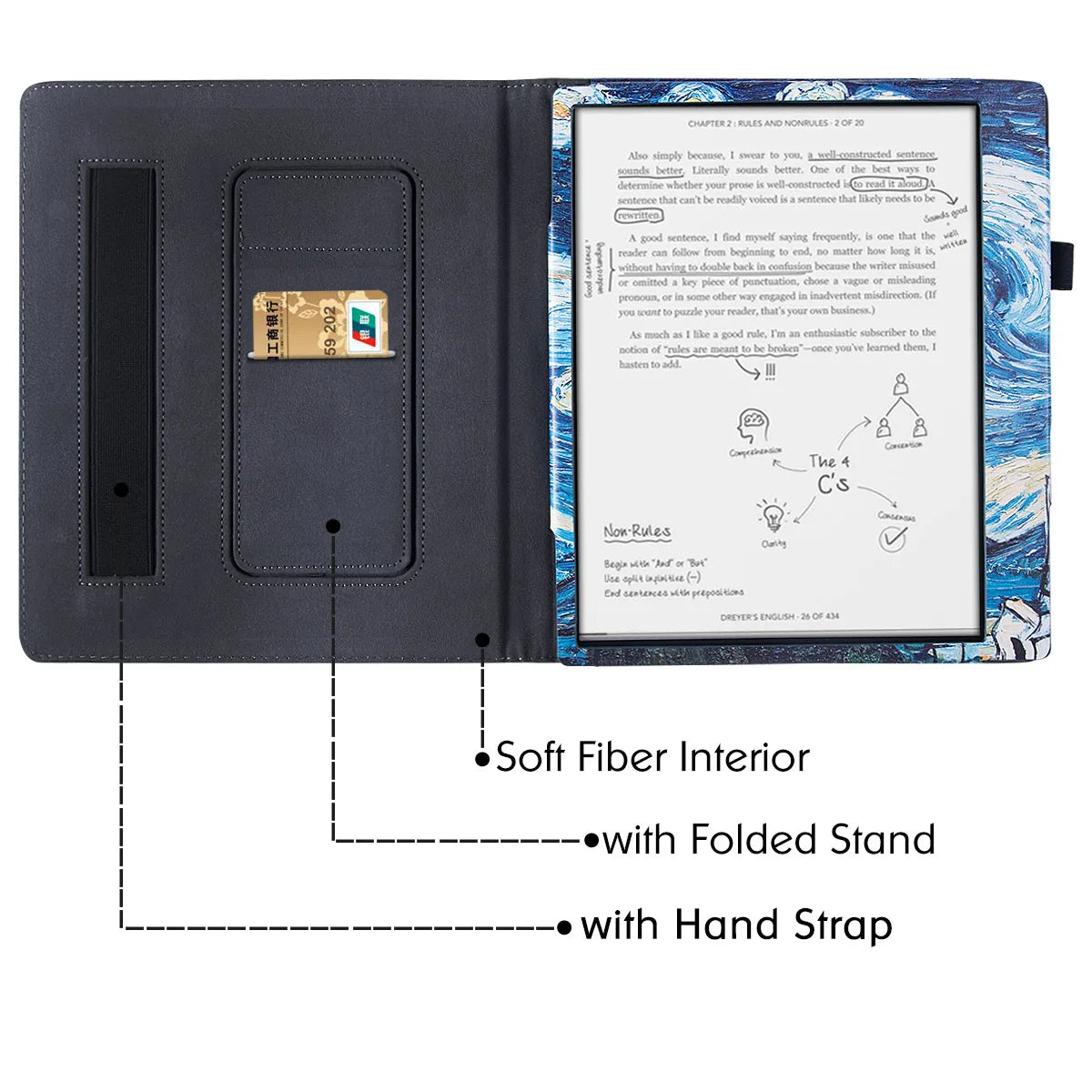 Stand Case for Kobo Elipsa/All-New Kobo Elipsa 2E - Premium PU Leather Sleeve Cover with Hand Strap and Auto Sleep/Wake