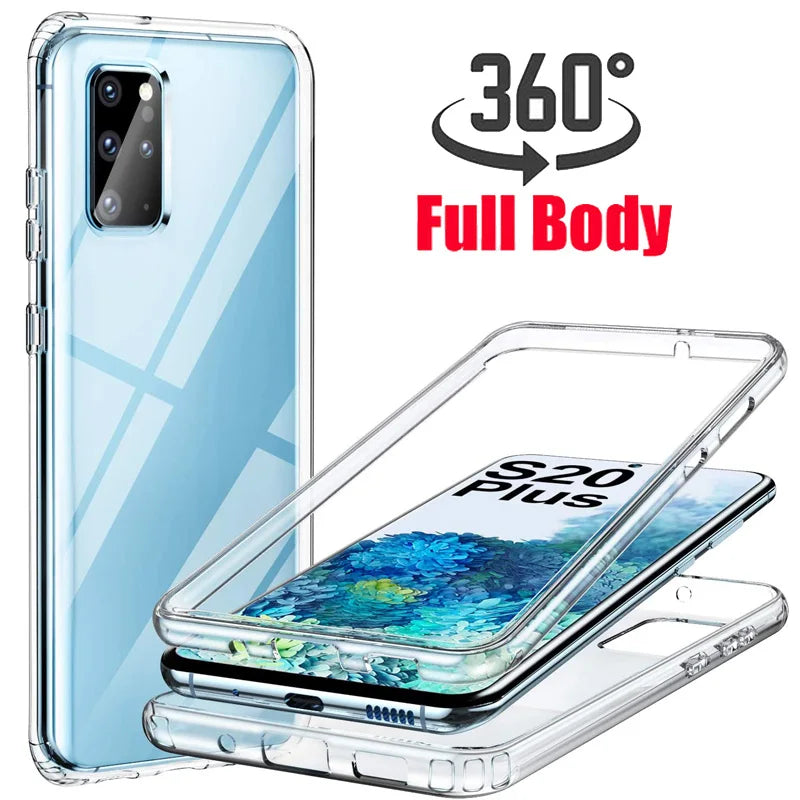 360 Full Cover For Samsung Galaxy S21FE S20FE S22 S21 S20 S10 Plus S23 S24 Ultra S23FE S105G A15 Double Crystal Silicone Cases