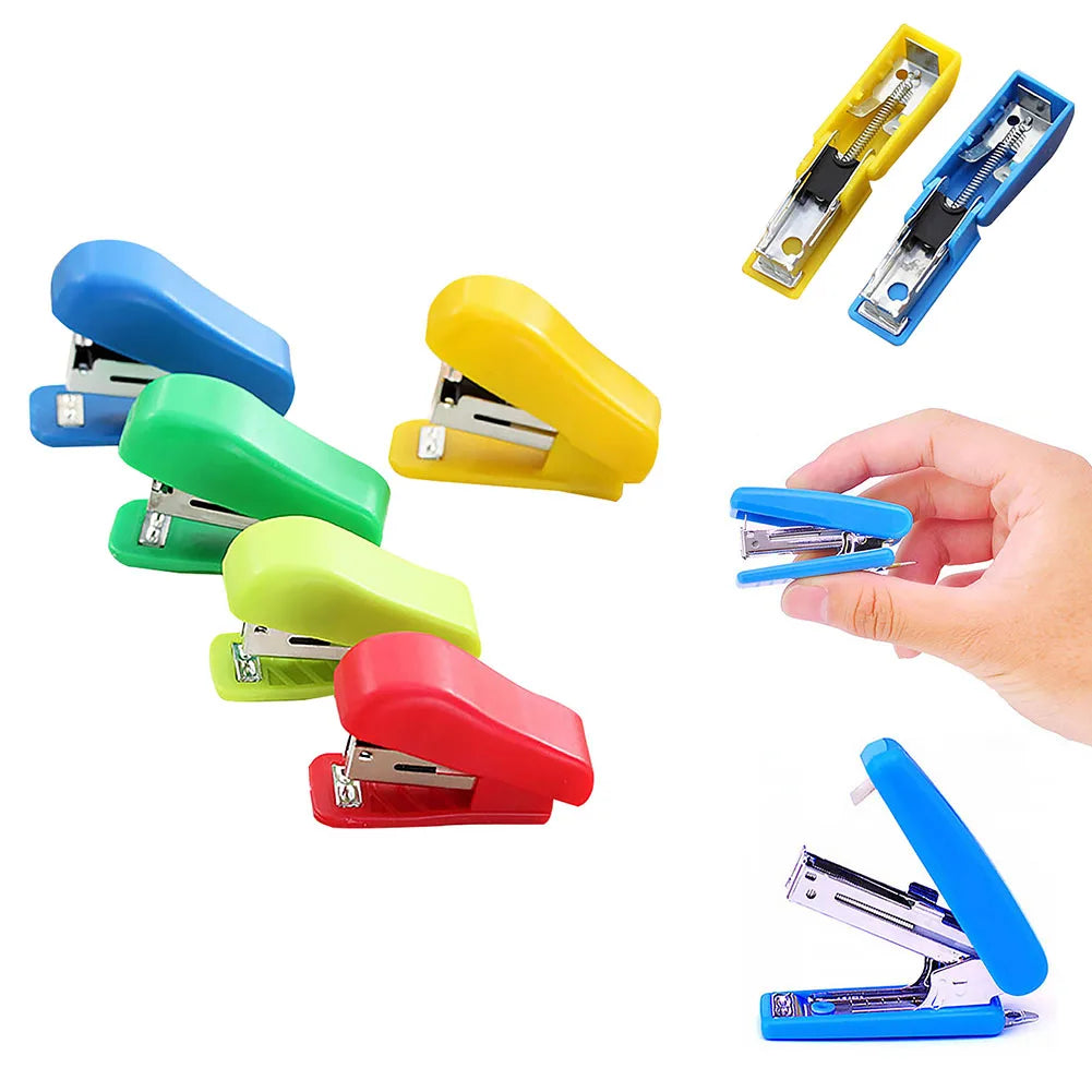 Random Color Stapler Solid Office Stationery Cute Mini Without Stapler Student Use Small Portable Plastic For No. 10 Staples