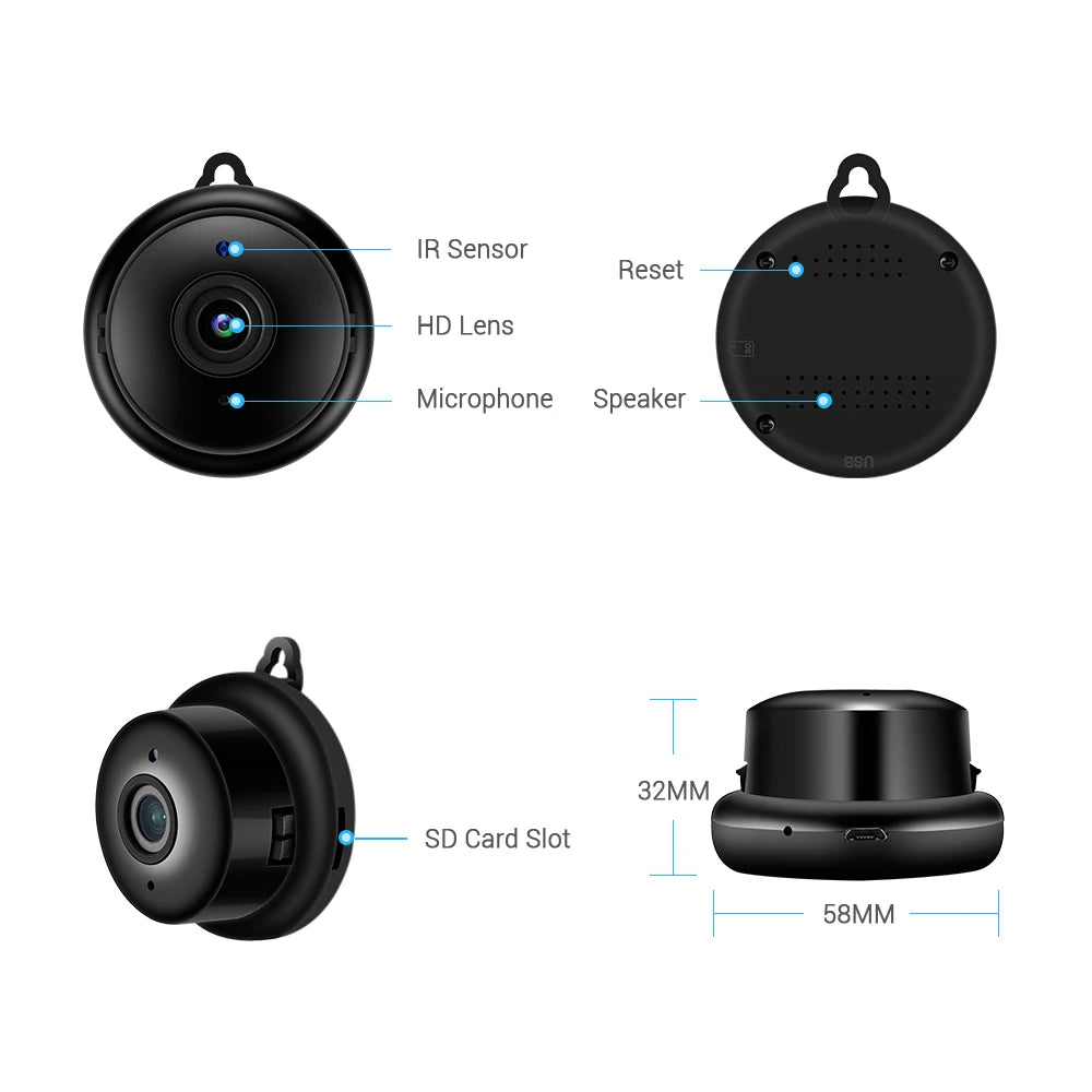 Mini Wifi IP Camera HD 1080P Wireless Indoor Camera Nightvision Two Way Audio Motion Detection Baby Monitor V380