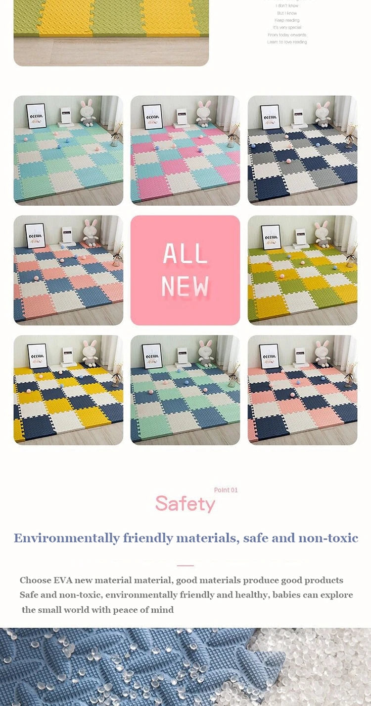 1cm Thick Foam Mats for Kids Children Foam Floor Mat Children's Stitching Crawling Climbing Home Bedroom Living Room Tatami Play Mat 4Pcs