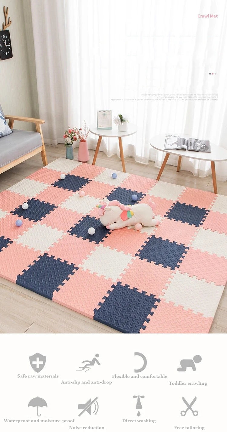 1cm Thick Foam Mats for Kids Children Foam Floor Mat Children's Stitching Crawling Climbing Home Bedroom Living Room Tatami Play Mat 4Pcs