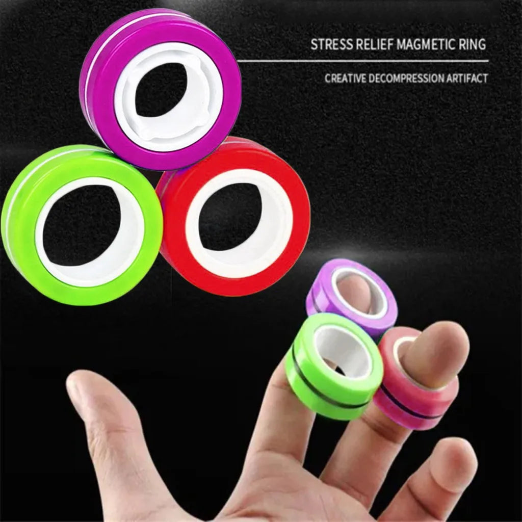 3Pcs Fidget Toys Anti-stress Funny Fidget Spinner Magnetic Bracelet Ring